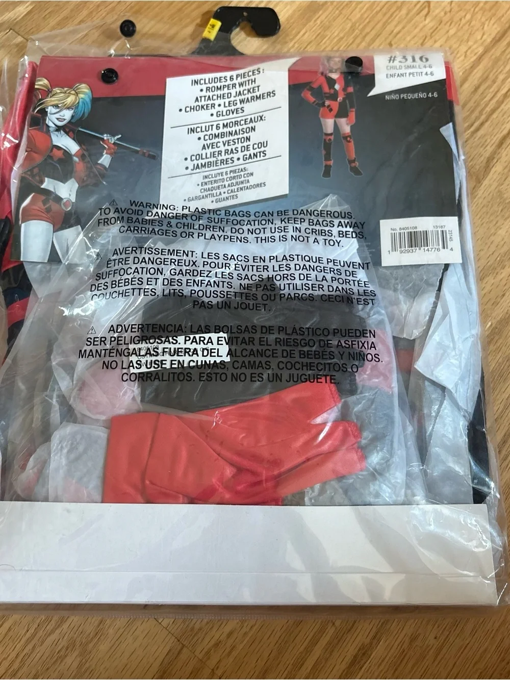 DC Comics Harley Quinn Kids Costume Small NEW Red Black Halloween